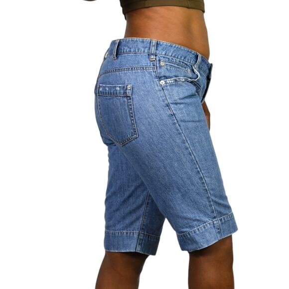 Vintage London Jean Short Blue Denim Longline Low Rise Y2K Cotton Bermuda Jort 4 - Picture 3 of 15